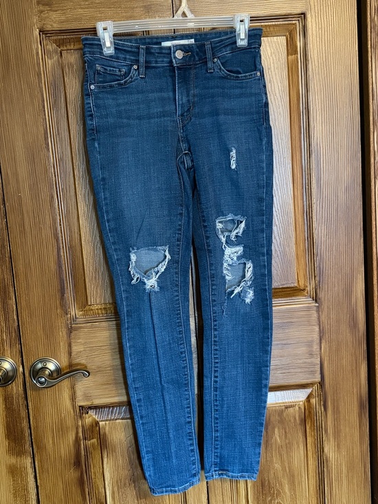 Levi's Denim - Levi's Dark Blue Distressed Skinny Jeans  Size W/26
